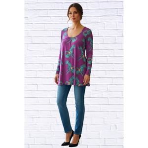 NEW DIVA USA sibella pleated front long sleeve blouse in magenta cheetah